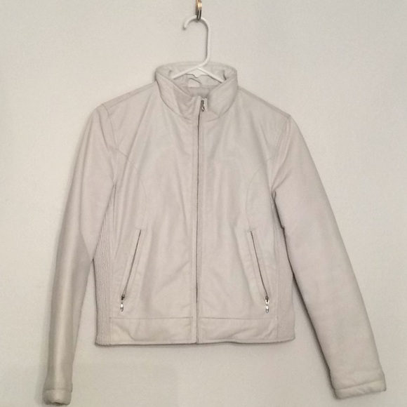 Jackets & Blazers - Off white leather bomber jacket